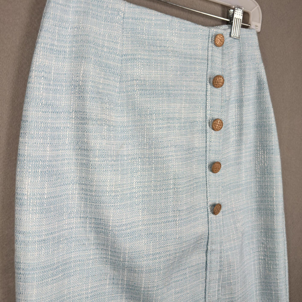 Love‎ Bonito Light Blue Button-Front Bevelyn Textured Column Midi Skirt Sz 4 - Picture 8 of 8